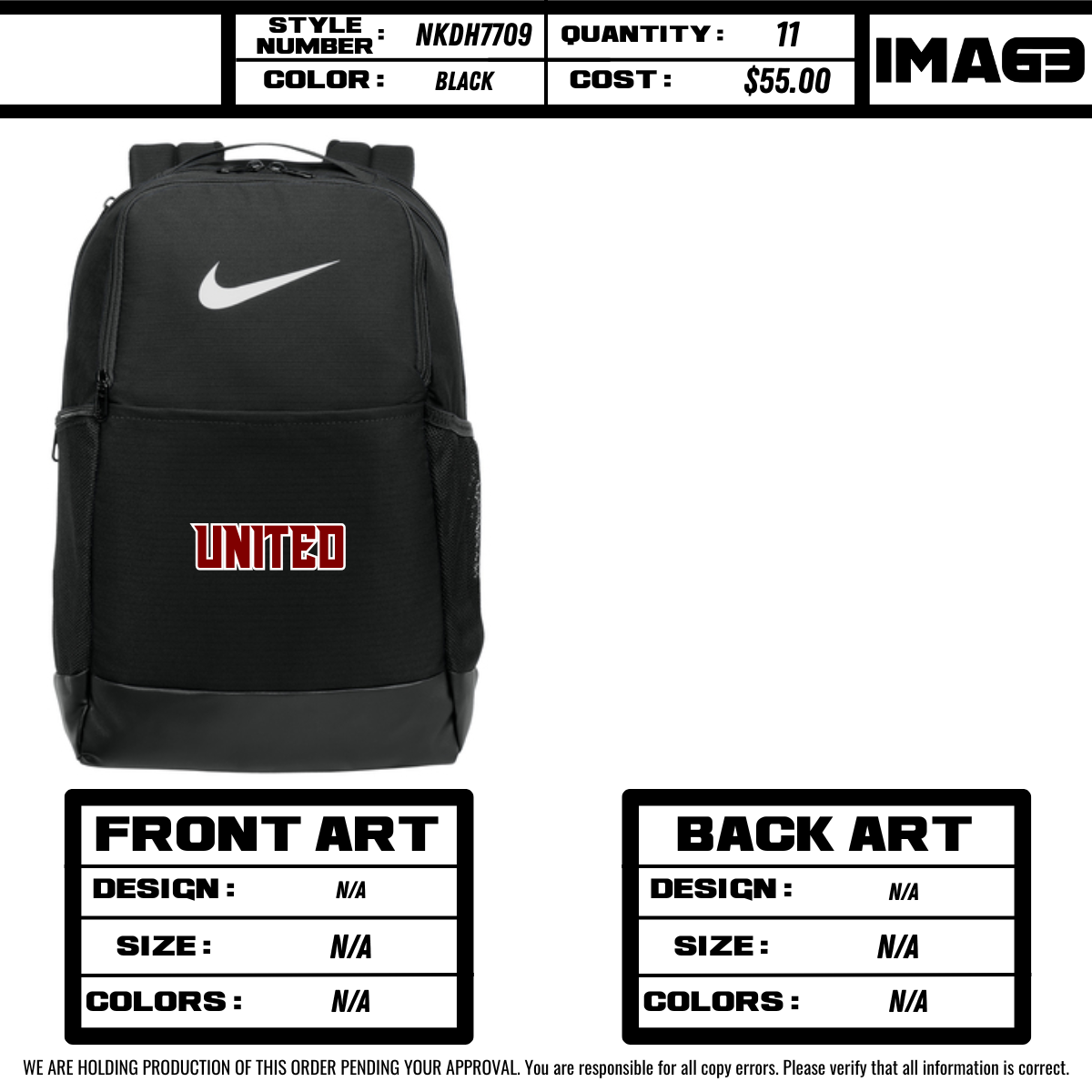 (#0342) Team United Backpacks