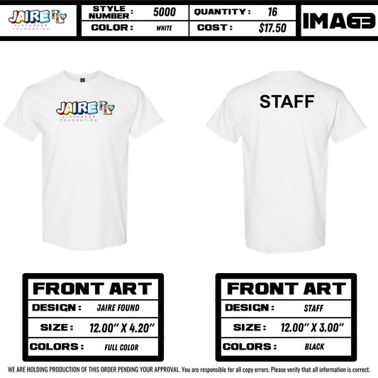(#0436) Jaire Foundation Staff Tees